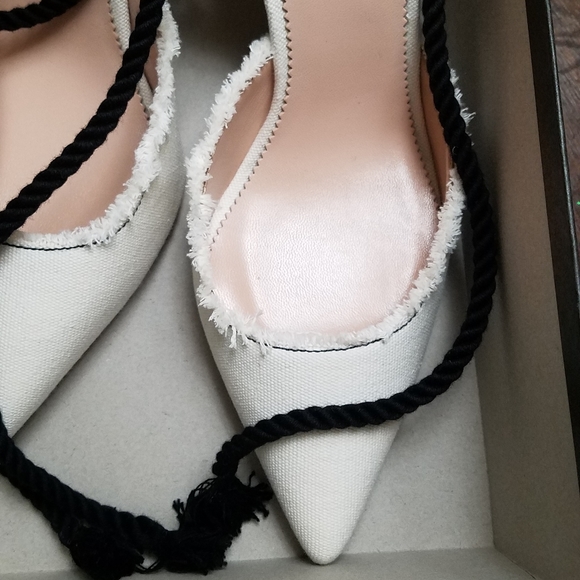 NIB J. Crew Canvas Heels Ankle Rope Tie Fringe 9 - Picture 4 of 11